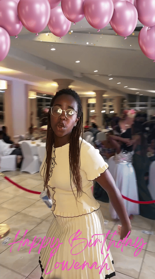 GIF from our 360 photo booth with a lovely shimmer backdrop
